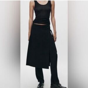 Zara Black wrap skirt with pants combination
